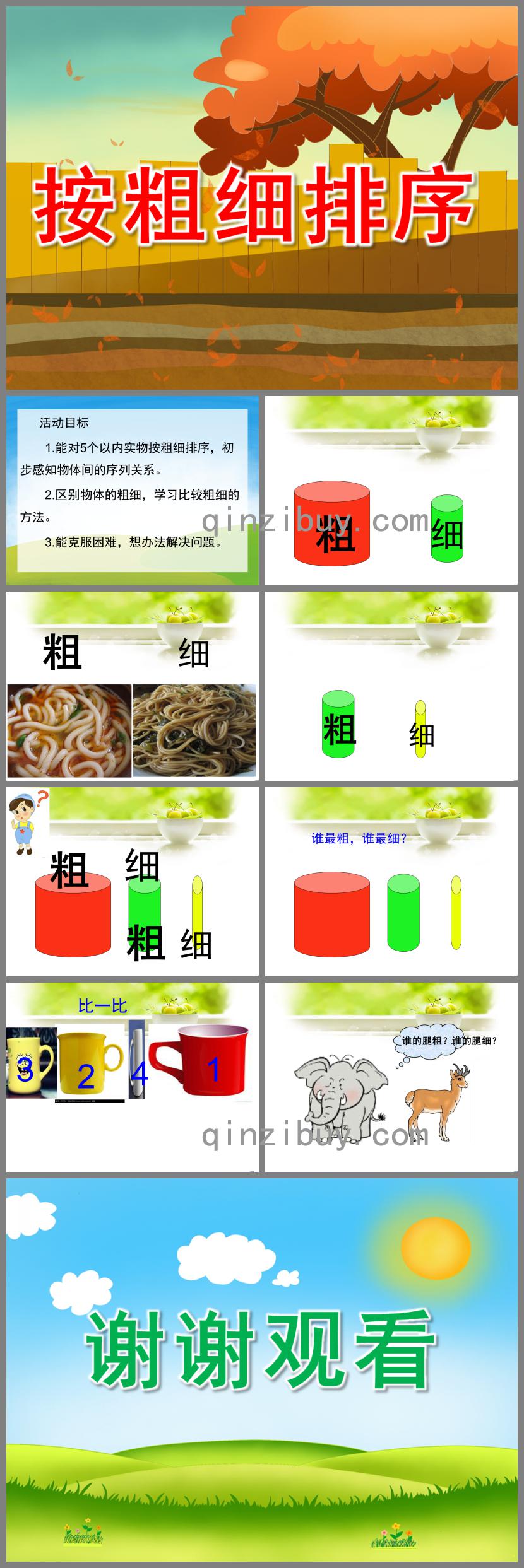 中班按粗細排序PPT課件