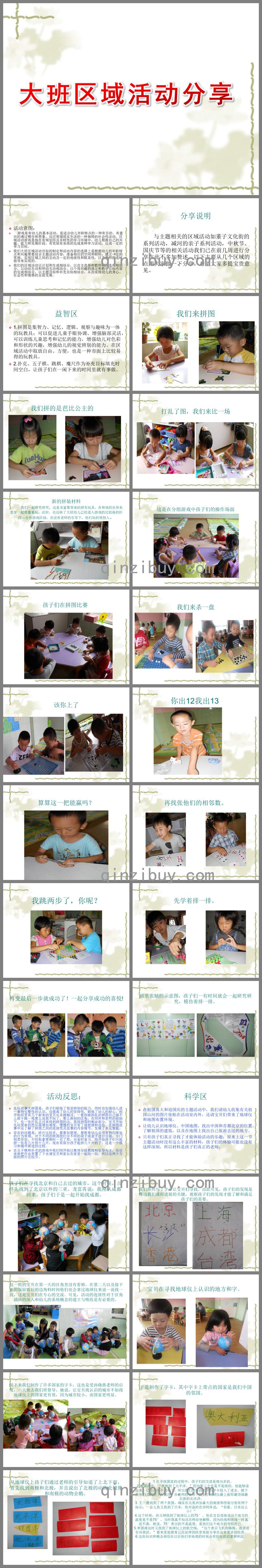幼兒園大班區(qū)域活動分享PPT課件