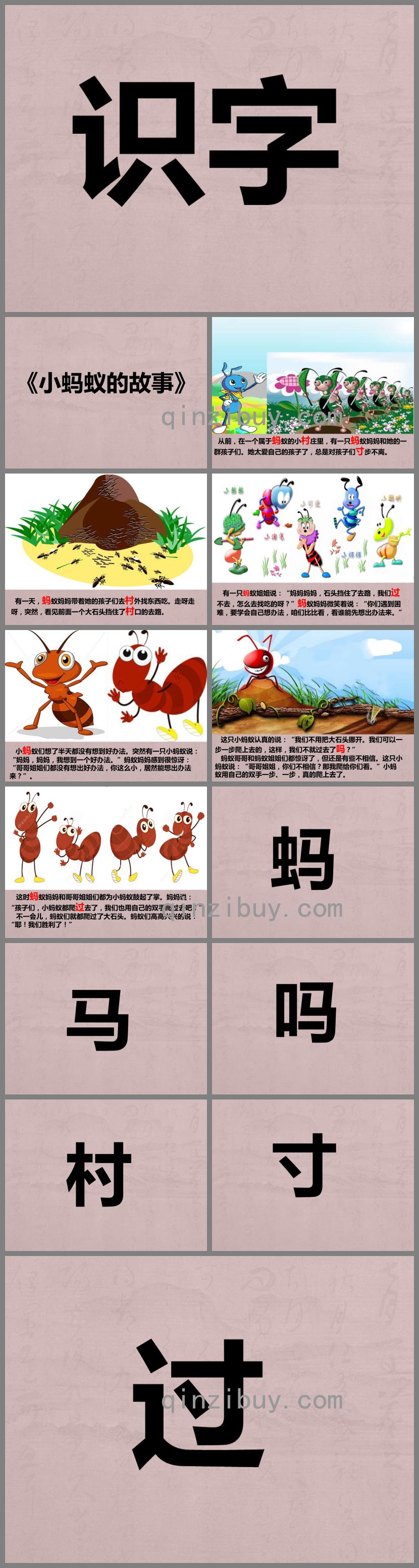 學前班識字小螞蟻的故事PPT課件