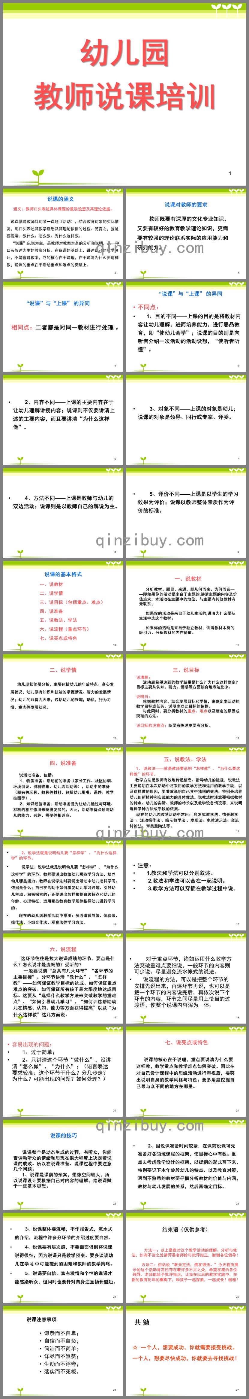 幼兒園教師說課培訓PPT課件