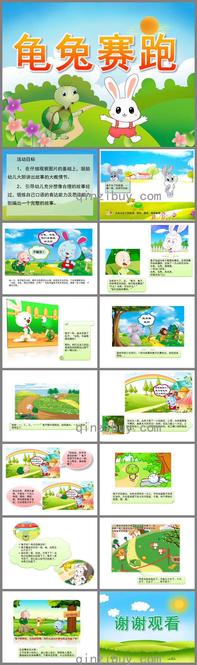 幼兒園龜兔賽跑的故事PPT課件
