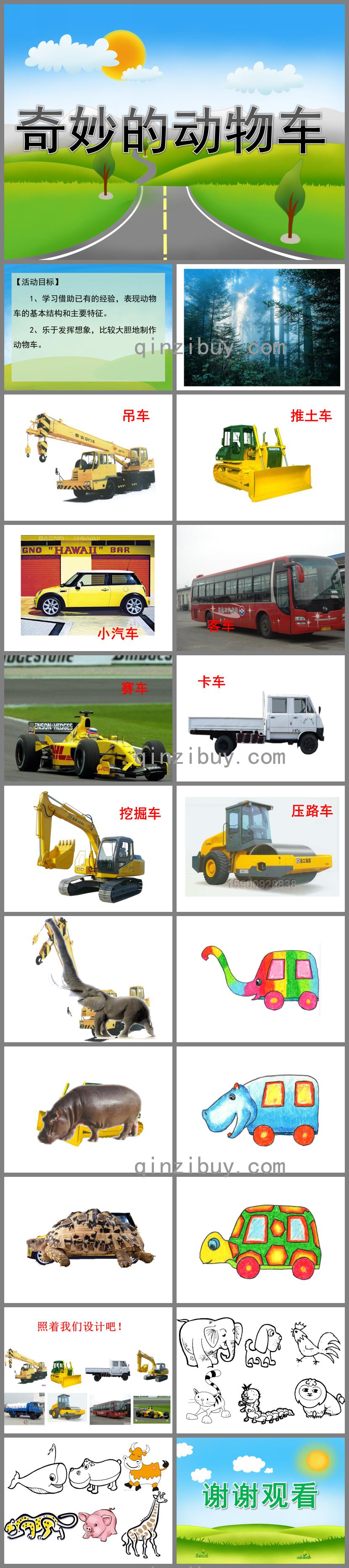中班美術活動奇妙的動物車PPT課件