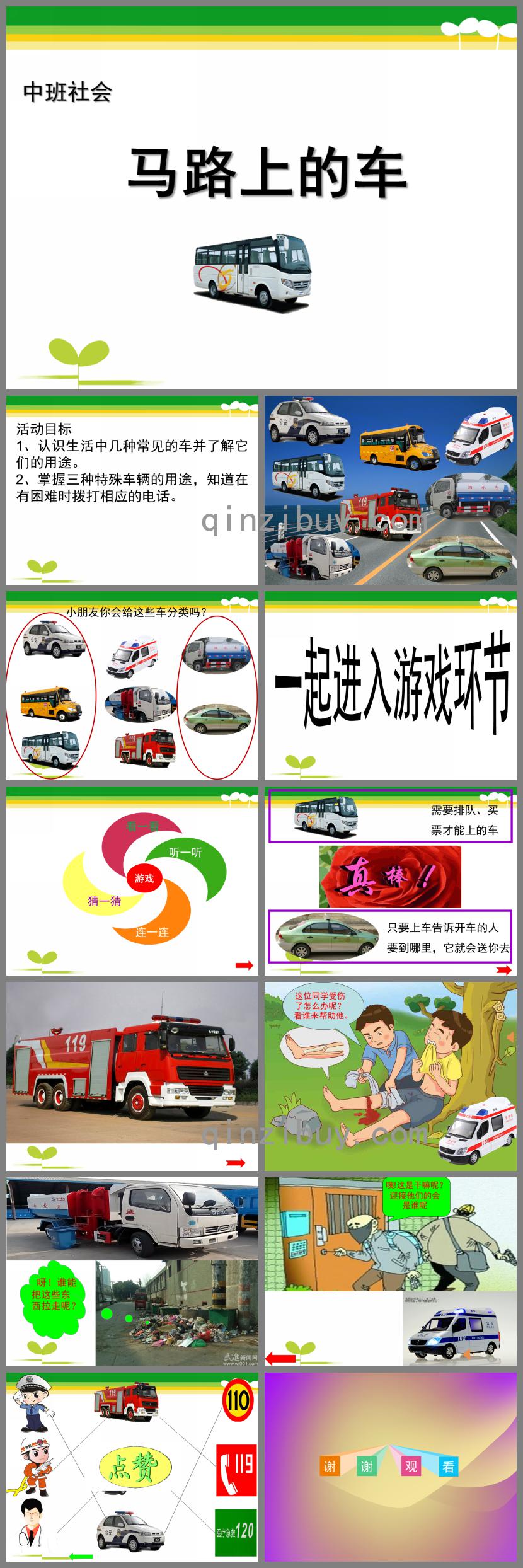 中班社會馬路上的車PPT課件