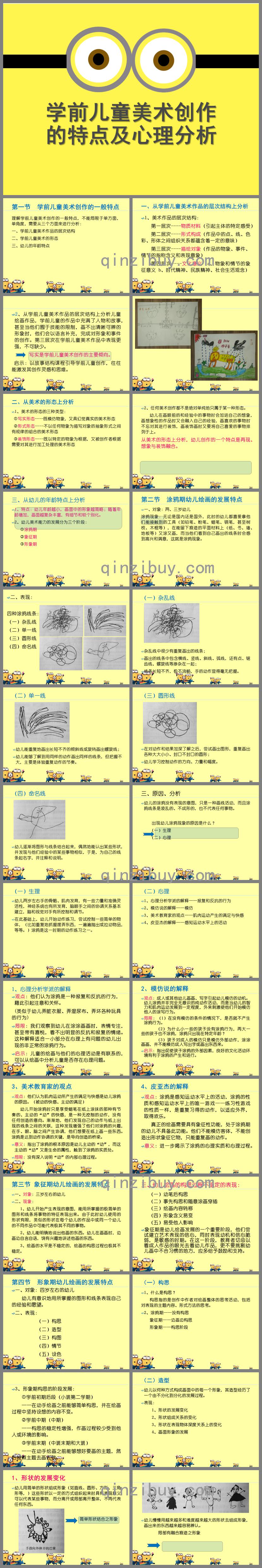 幼兒園學前兒童美術創作的一般特點及心理分析PPT課件