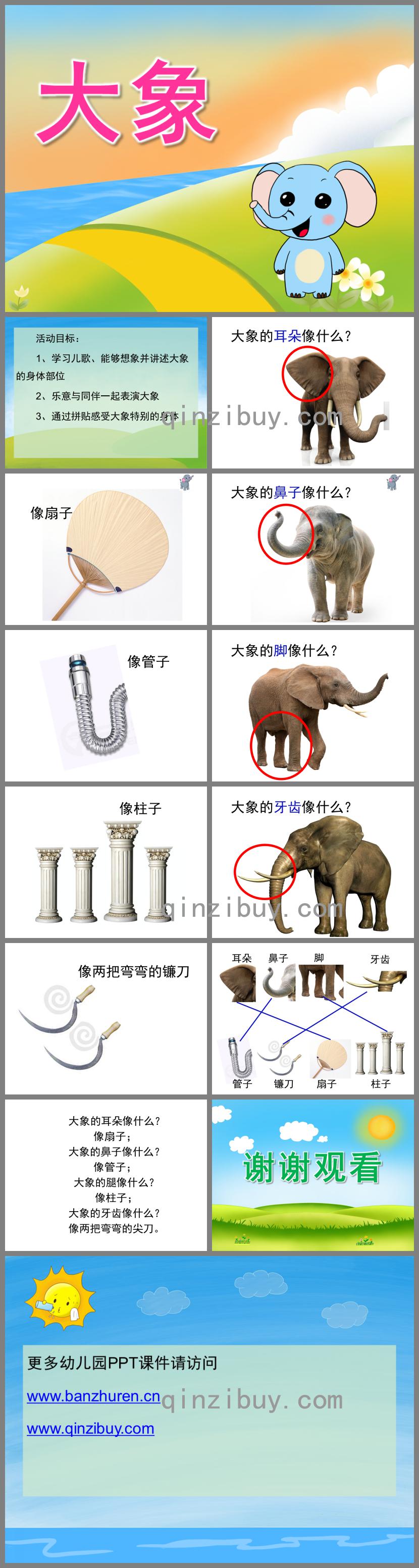 小班語言大象PPT課件視頻