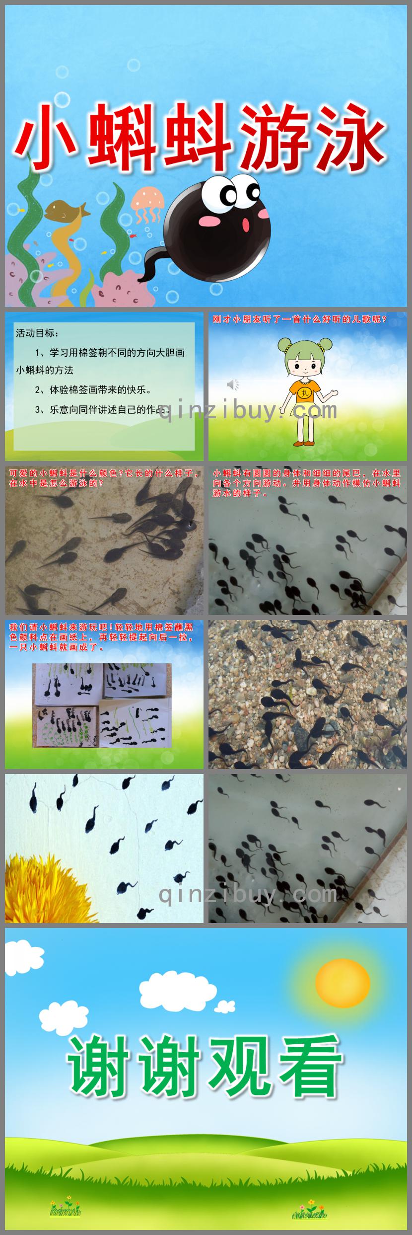 小班美術小蝌蚪游泳PPT課件音樂