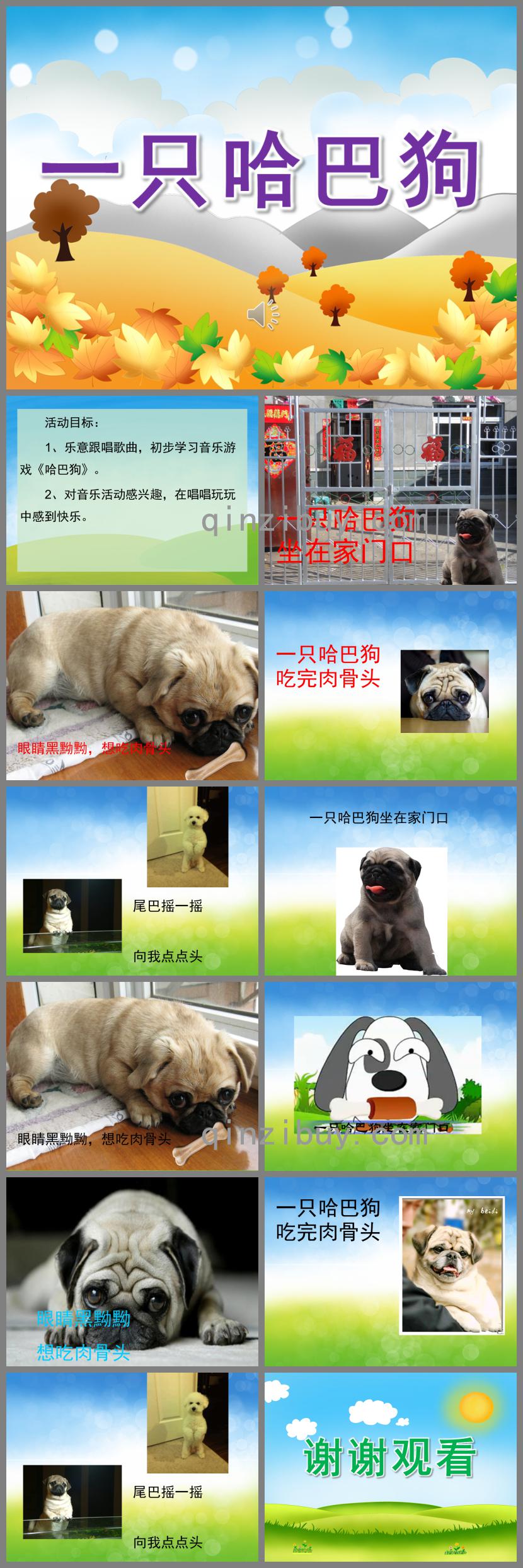 小班音樂一只哈巴狗PPT課件歌曲