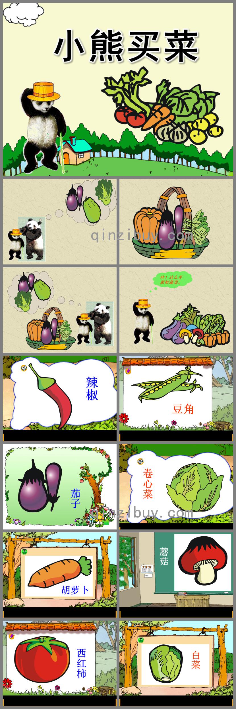 小班語(yǔ)言活動(dòng)小熊買菜PPT課件