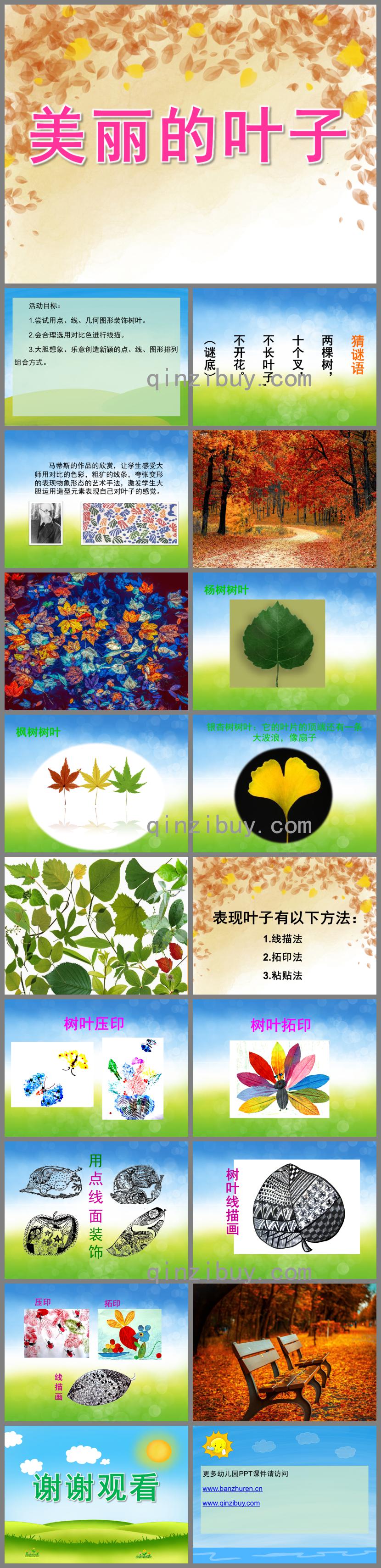 大班美術(shù)美麗的葉子PPT課件