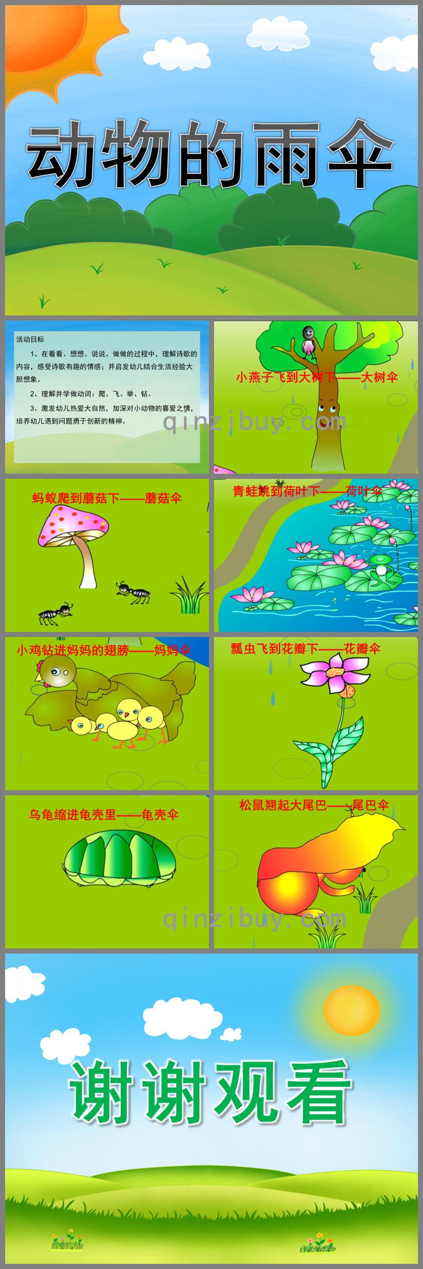 中班語言公開課動物的雨傘PPT課件