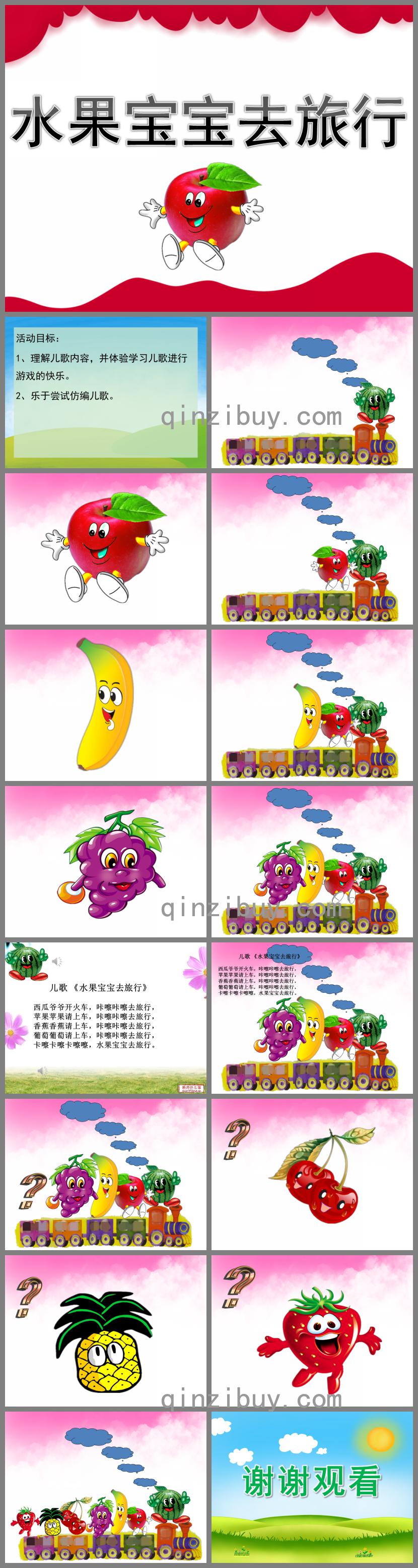 小班語(yǔ)言水果寶寶去旅行PPT課件