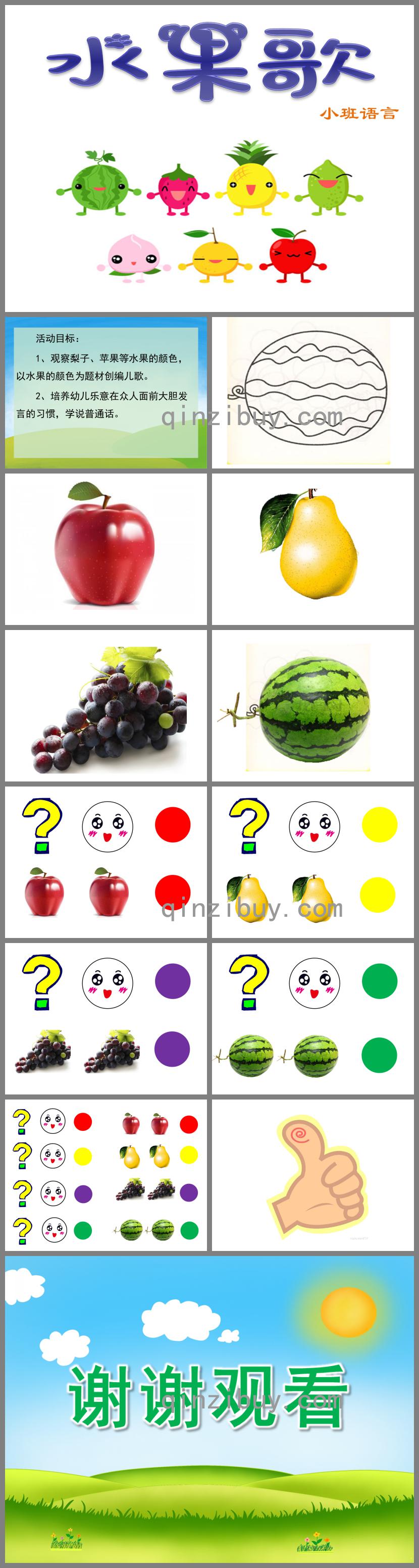 小班語言水果歌PPT課件音樂