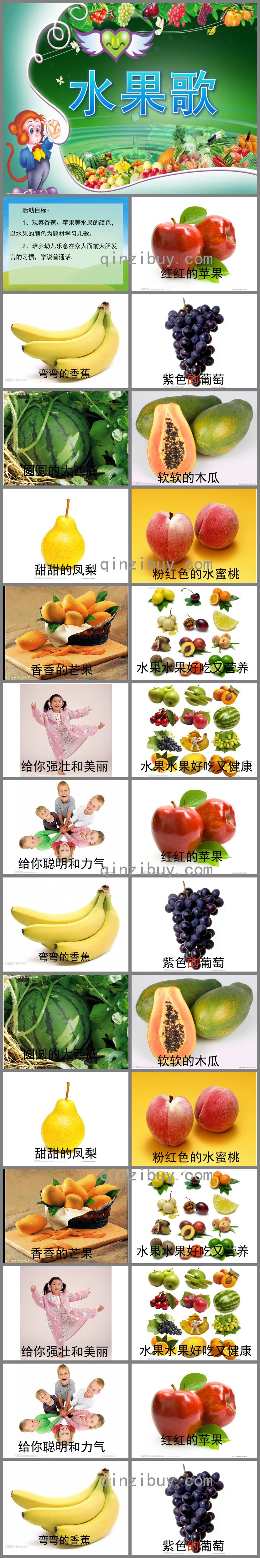 小班語(yǔ)言公開(kāi)課水果歌PPT課件歌曲