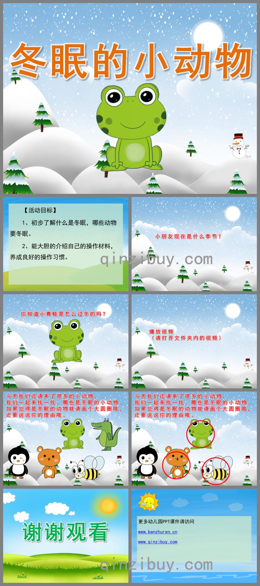 中班科學冬眠的小動物PPT課件視頻