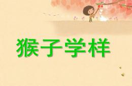 中班語言故事猴子學樣PPT課件配音音樂