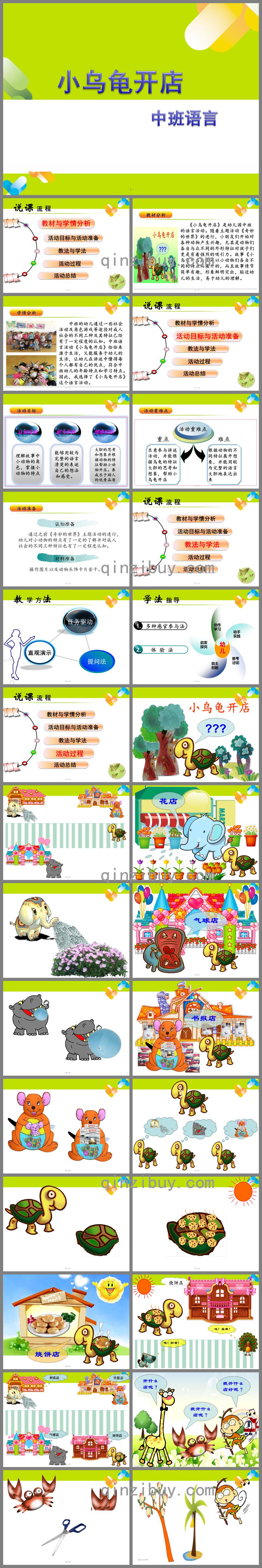 中班語言說課小烏龜開店PPT課件