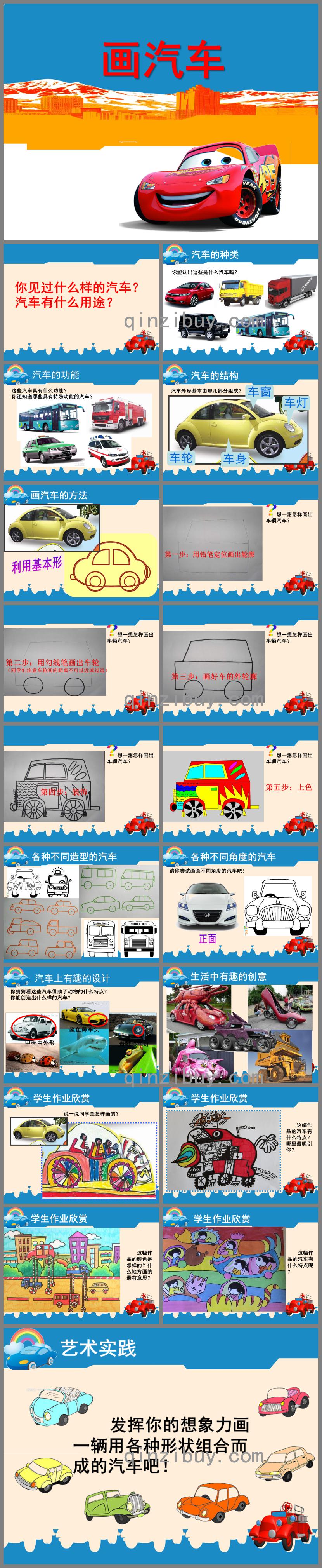 中班美術畫汽車PPT課件