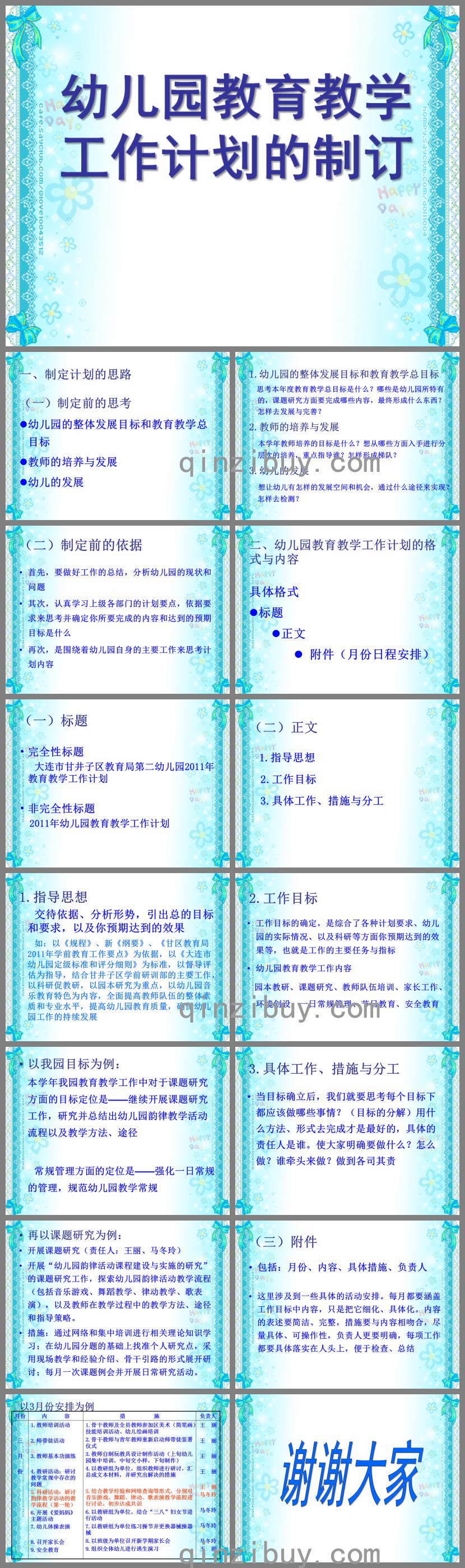 幼兒園教育教學(xué)工作計劃的制訂PPT課件