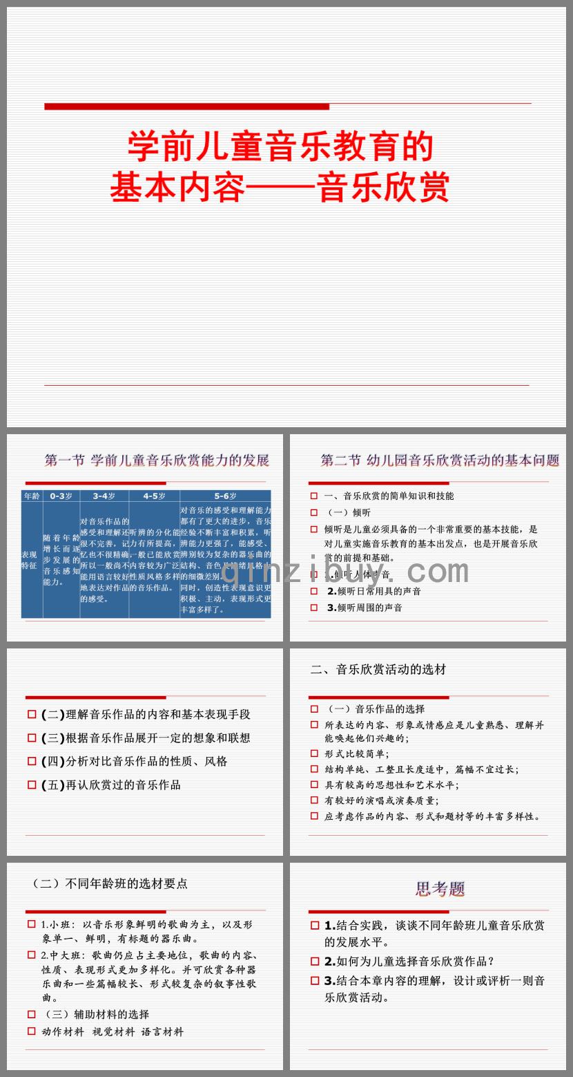 幼兒園學前兒童音樂教育的基本內容音樂欣賞PPT課件