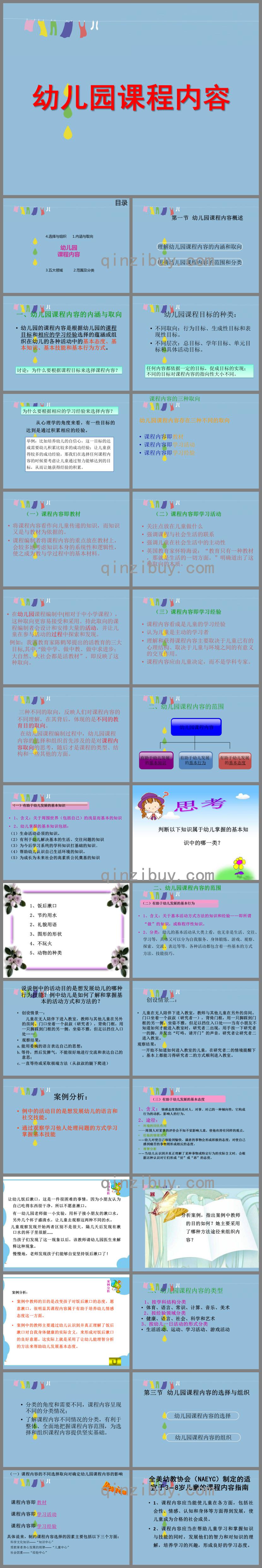幼兒園課程內容PPT課件