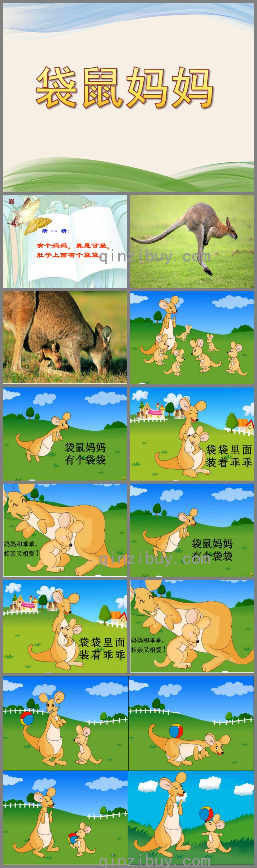 小班音樂袋鼠媽媽PPT課件歌曲