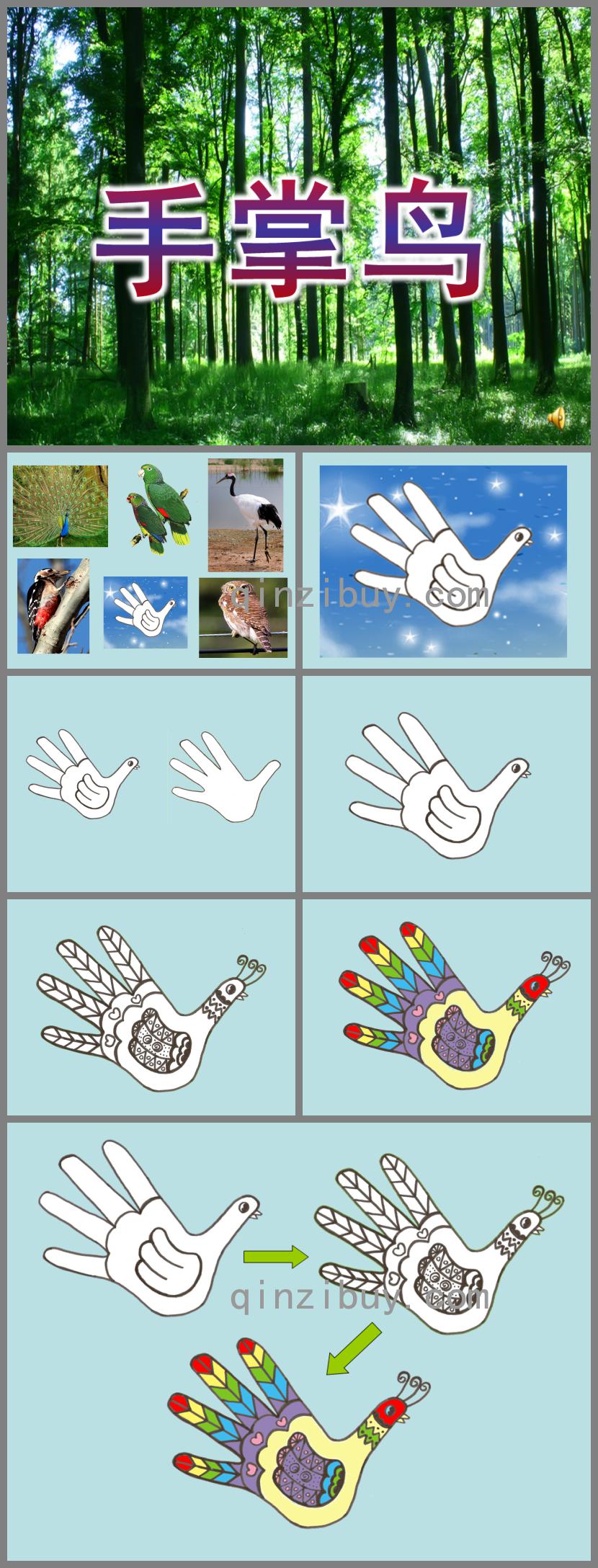 中班美術(shù)手掌鳥(niǎo)PPT課件