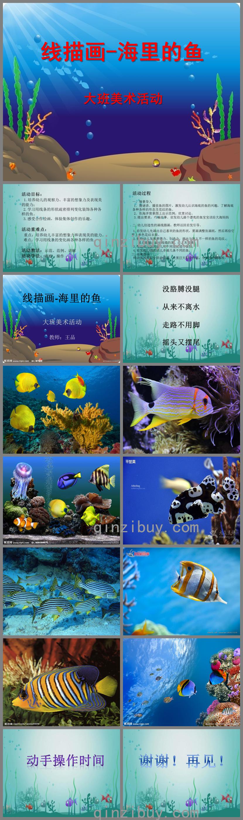 大班美術海里的魚PPT課件