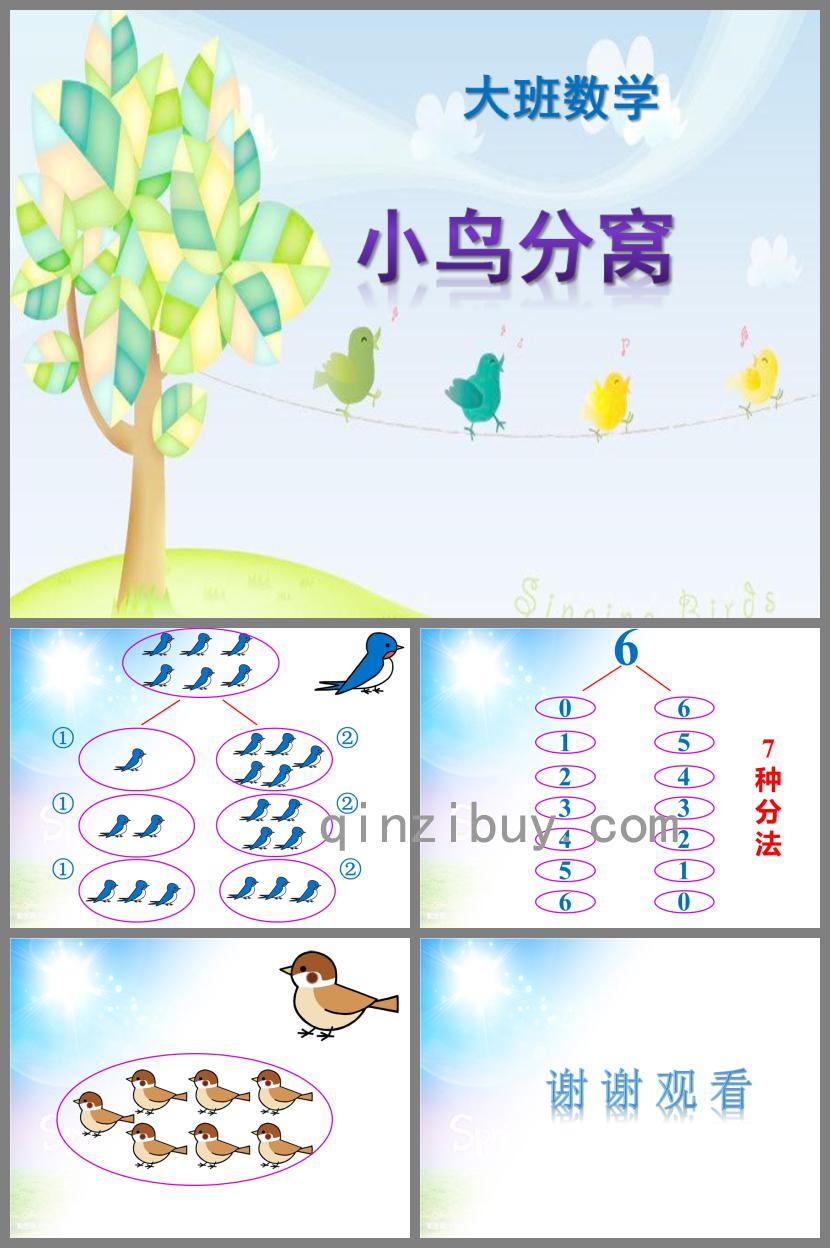 大班數學小鳥分窩PPT課件