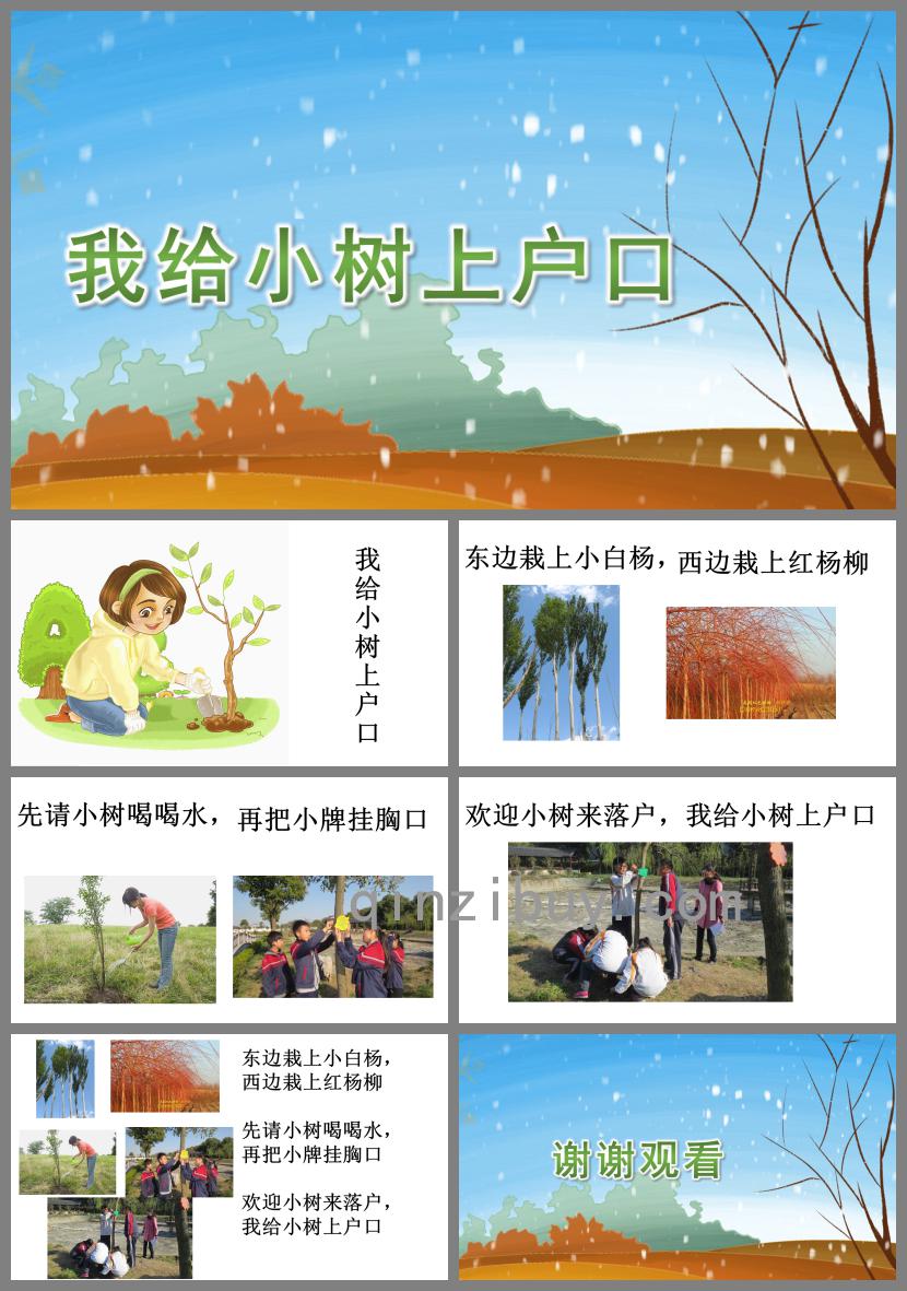 中班兒歌我給小樹上戶口PPT課件