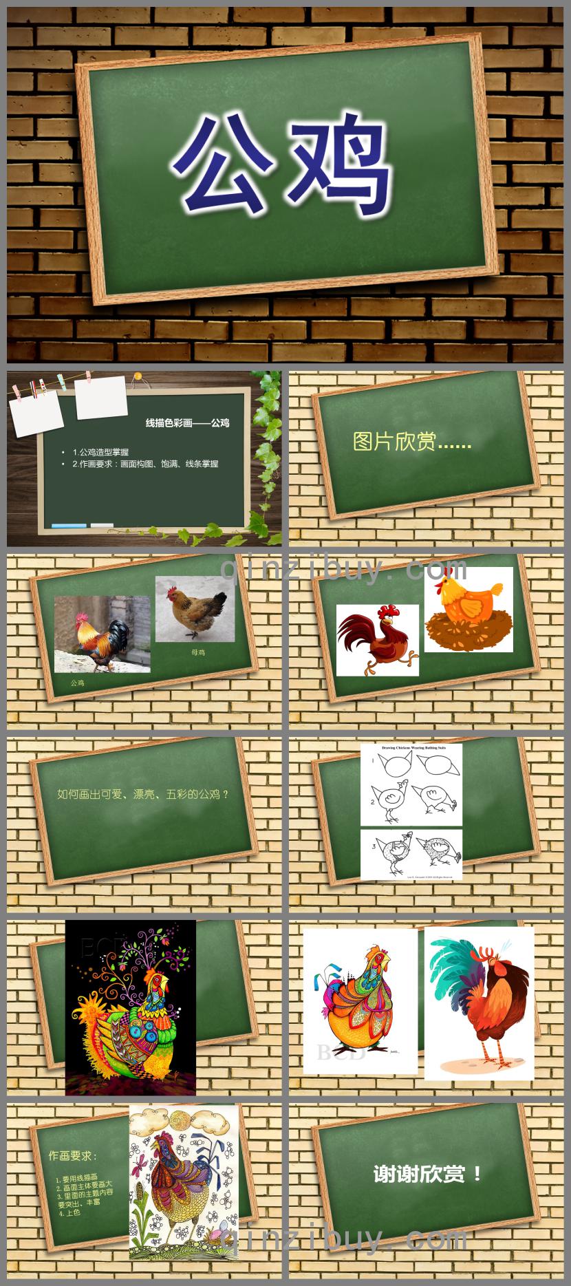 中班美術(shù)公雞PPT課件