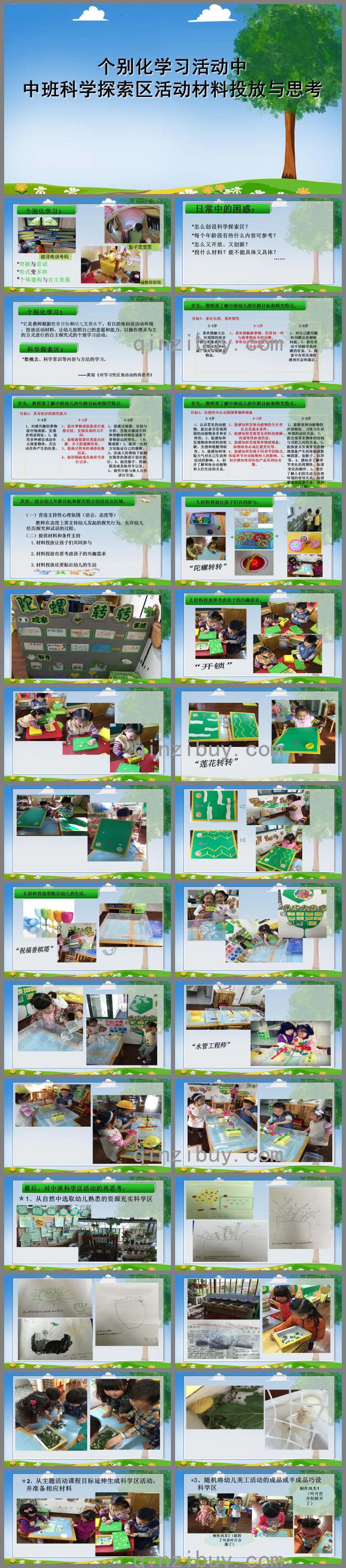 幼兒園講座中班個別化學習活動中科學區域活動材料的投放與思考PPT課件