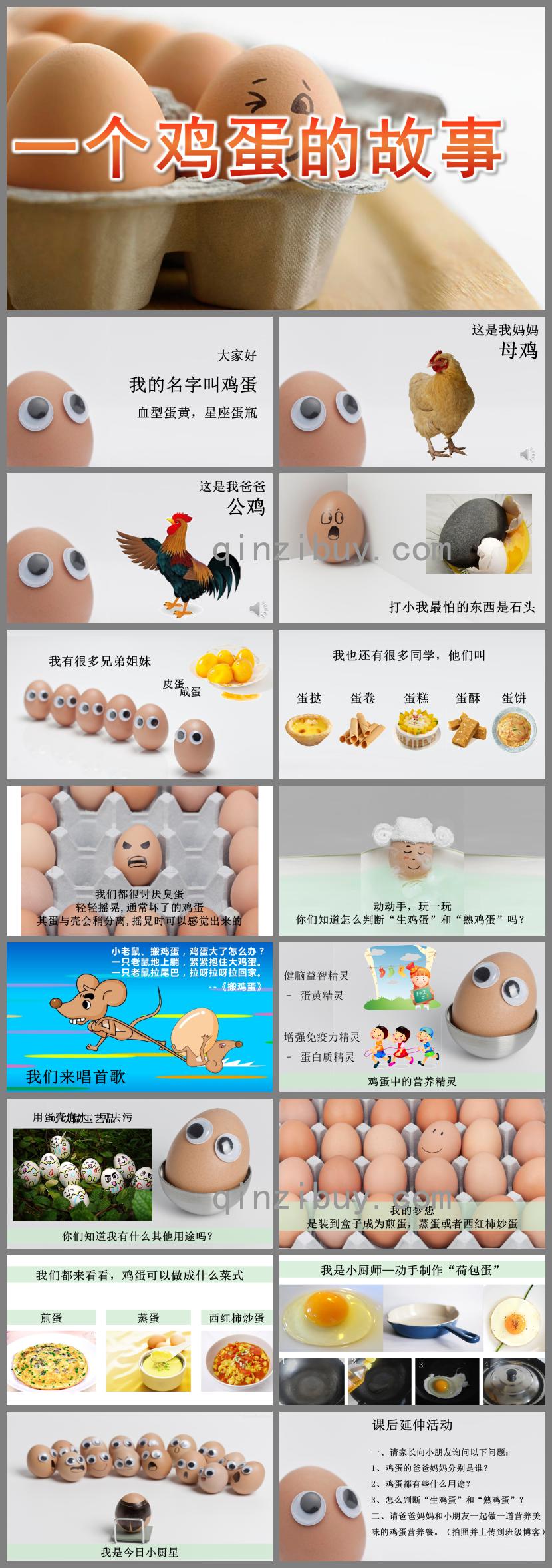 大班綜合一個雞蛋的故事PPT課件音頻