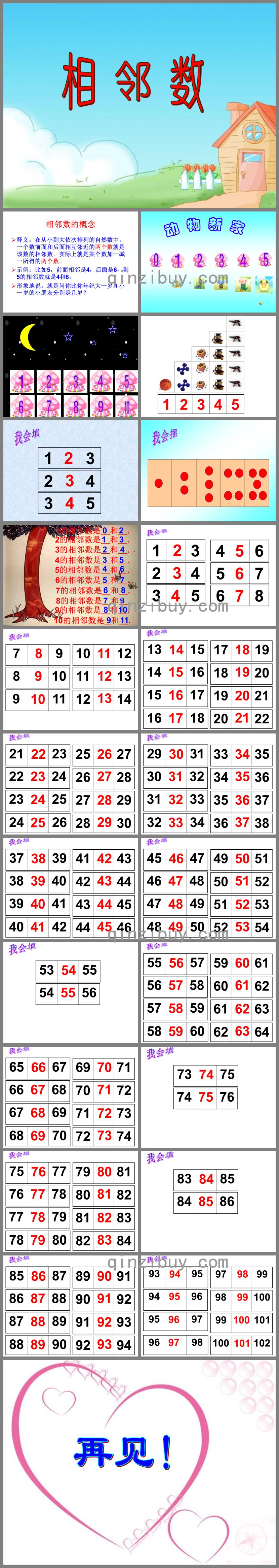 兒童相鄰數學習(1-100)PPT課件