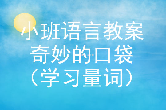 小班語言活動奇妙的口袋（學習量詞）教案反思