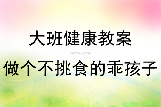 大班健康做個不挑食的乖孩子教案反思