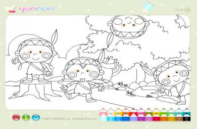 幼兒填色小印第安人填色FLASH課件動畫