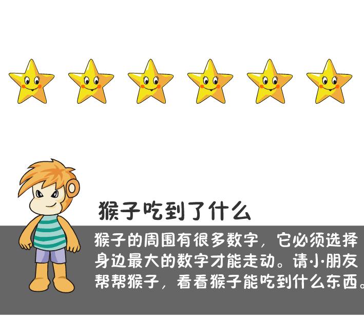 幼兒園大班數學比較數字大小-猴子吃東西FLASH課件動畫
