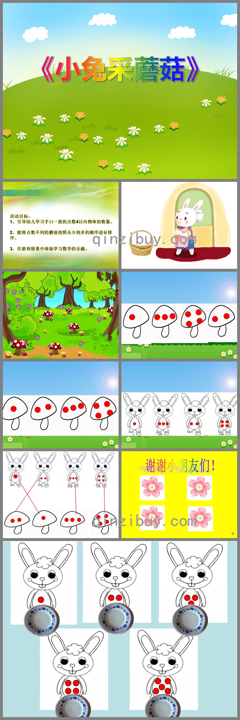 小班科學活動小兔采蘑菇PPT課件