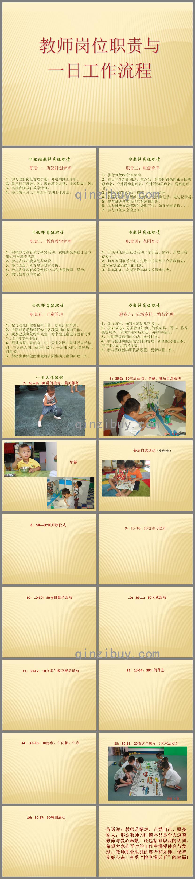 幼兒園教師一日活動崗位流程及職責PPT課件