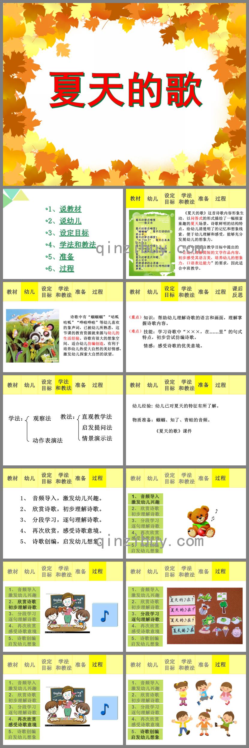 中班語言說課稿夏天的歌PPT課件
