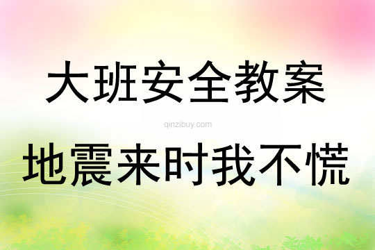 大班安全地震來時我不慌教案反思