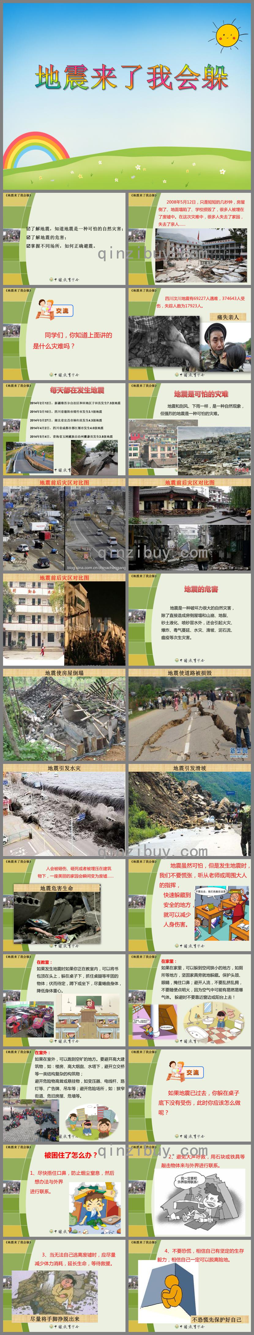 大班安全活動地震來了我會躲PPT課件