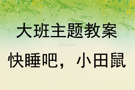 大班一課三議快睡吧，小田鼠教案反思