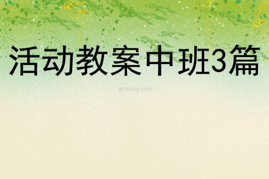 活動教案中班3篇