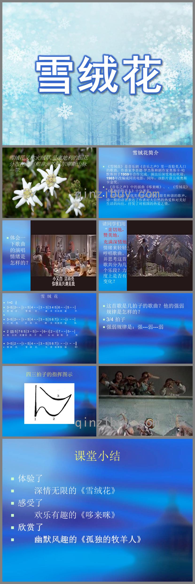 幼兒園音樂雪絨花PPT課件