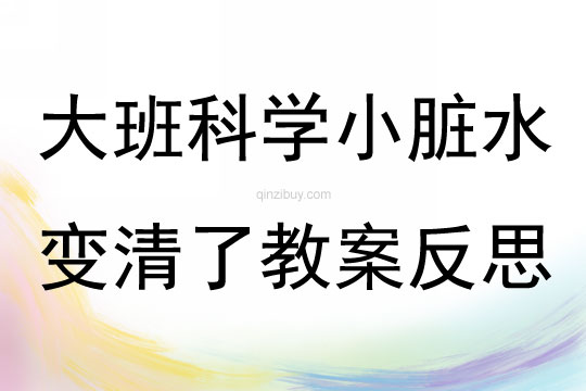 大班科學小臟水變清了教案反思