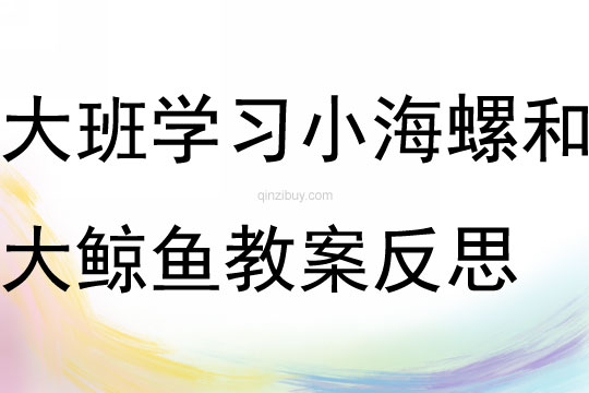 大班學習活動小海螺和大鯨魚教案反思