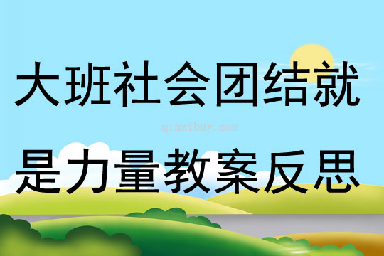 大班社會團結就是力量教案反思