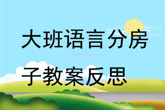 大班語(yǔ)言公開(kāi)課分房子教案反思