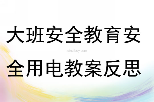 大班安全教育安全用電教案反思